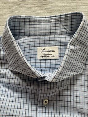 Stenstroms  Men's Blue Check Button-Down Shirt size 16.5